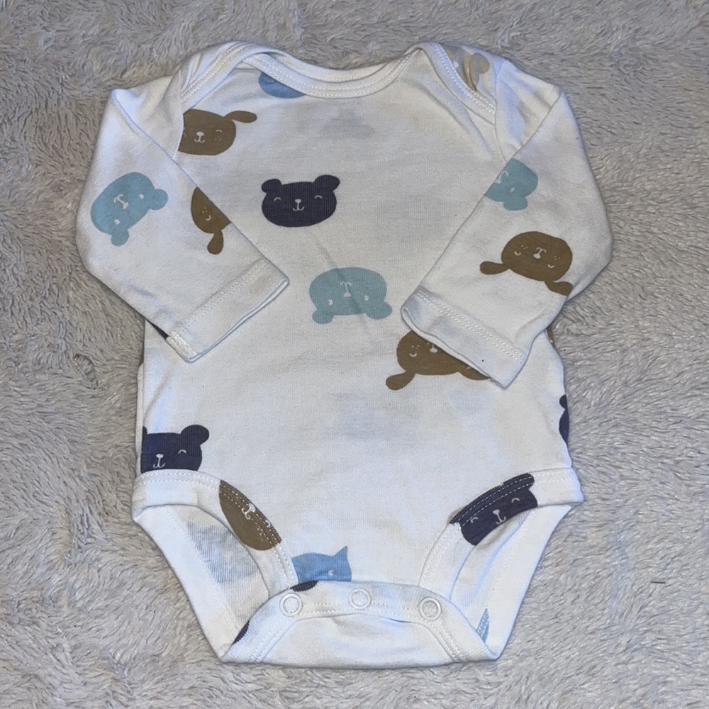 (3 for $10) carters 3 month long sleeve bear bodysuit 100% cotton